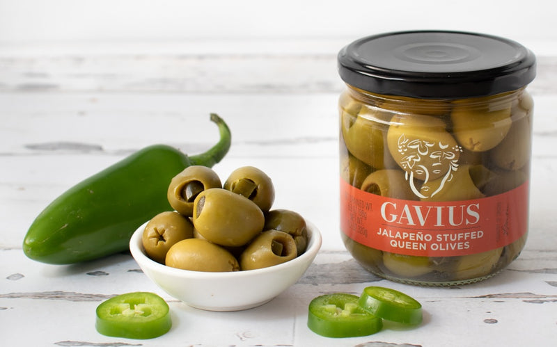 Gavius Queen Stuffed Olives with Jalepenos - 6.9oz Jar